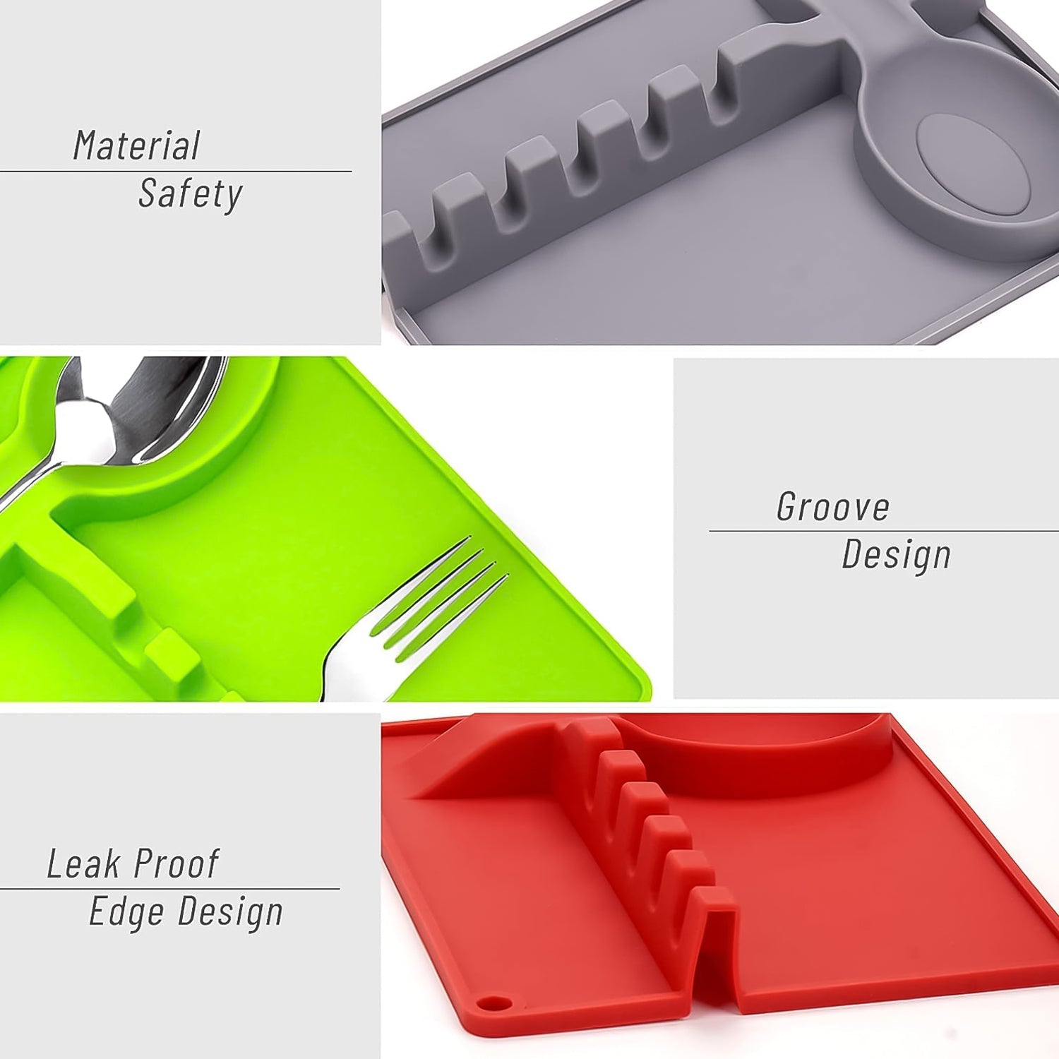 4-Slots Silicone Multifunctional Spoon Holders Fork Spatula Rack (1 Pc) 4-Slots Silicone Multifunctional Spoon Holders Fork Spatula Rack (1 Pc)